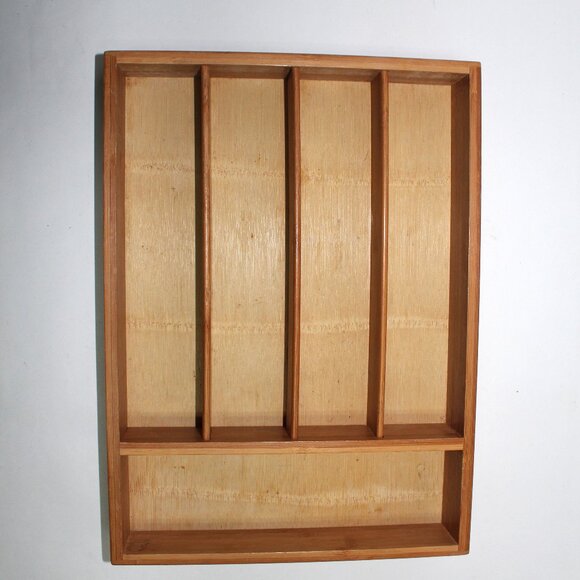 Bed Bath & Beyond 14" Bamboo Drawer Utensil Organizer Flatware Cutlery Tray - Picture 1 of 15